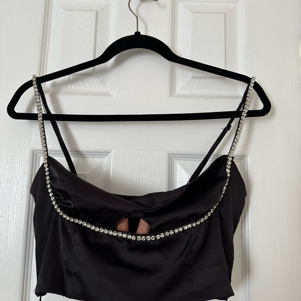 Black top with diamonte/ crystals - Picture 4 of 5